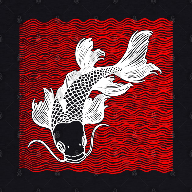 Koi Fish Great Wave Tattoo Red Wht by ebayson74@gmail.com